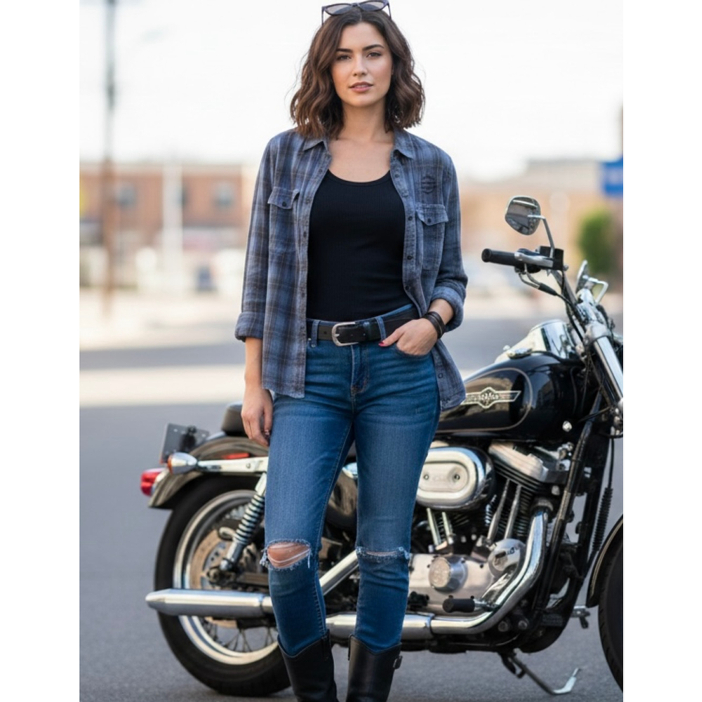 Harley-Davidson Womens Plaid Classic Enchanted Shirt Embroidered Logo 1W